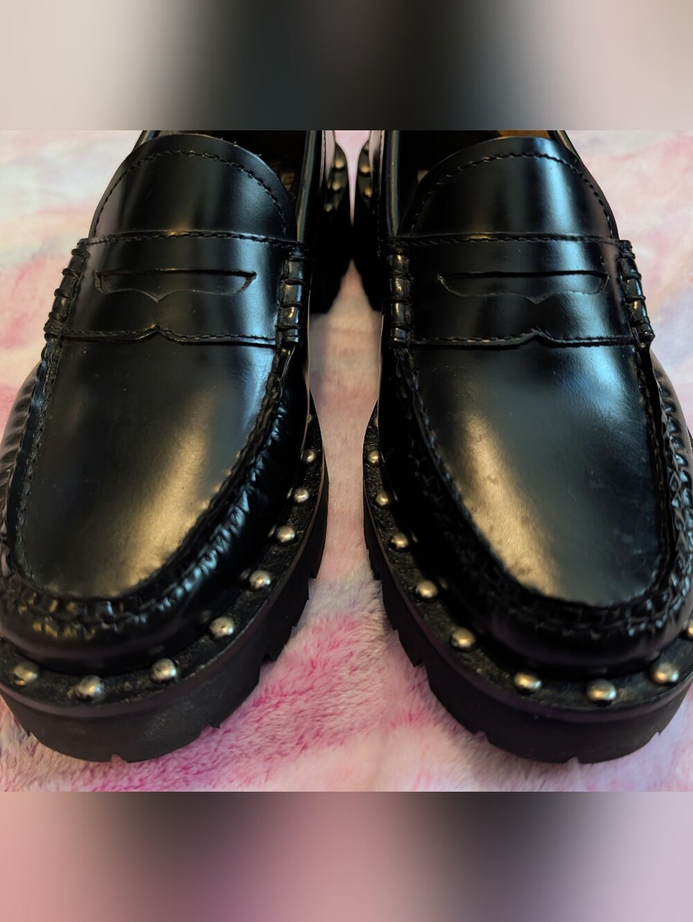 G.H. Bass WEEJUNS Black Whitney Studded Leather Penny Loafers